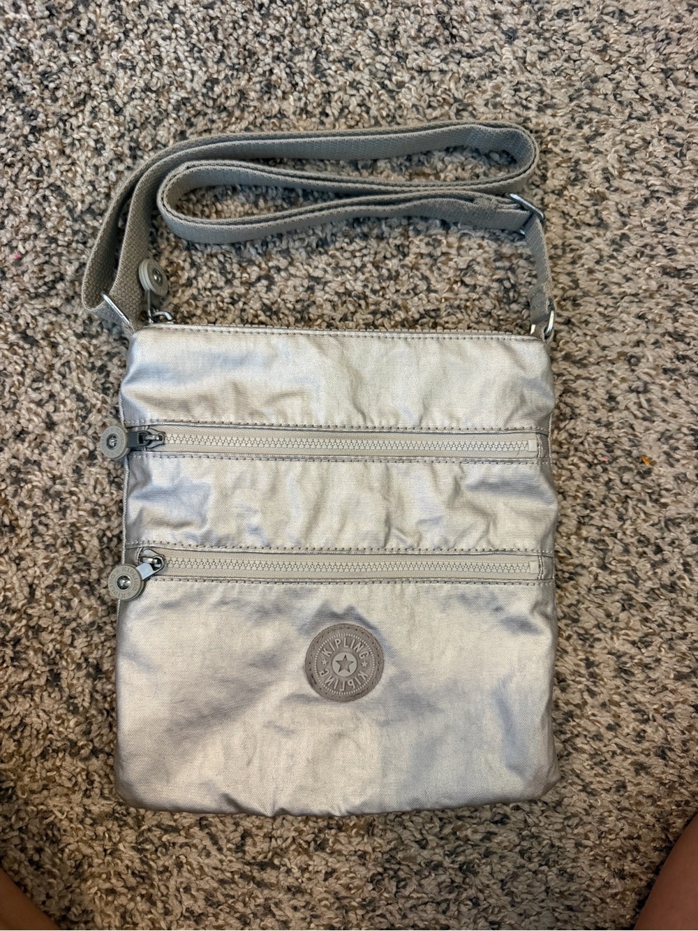 Kipling Silver Metallic Crossbody Bag